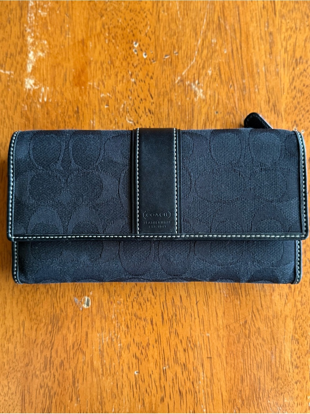 Coach Black Signature C Continental Wallet